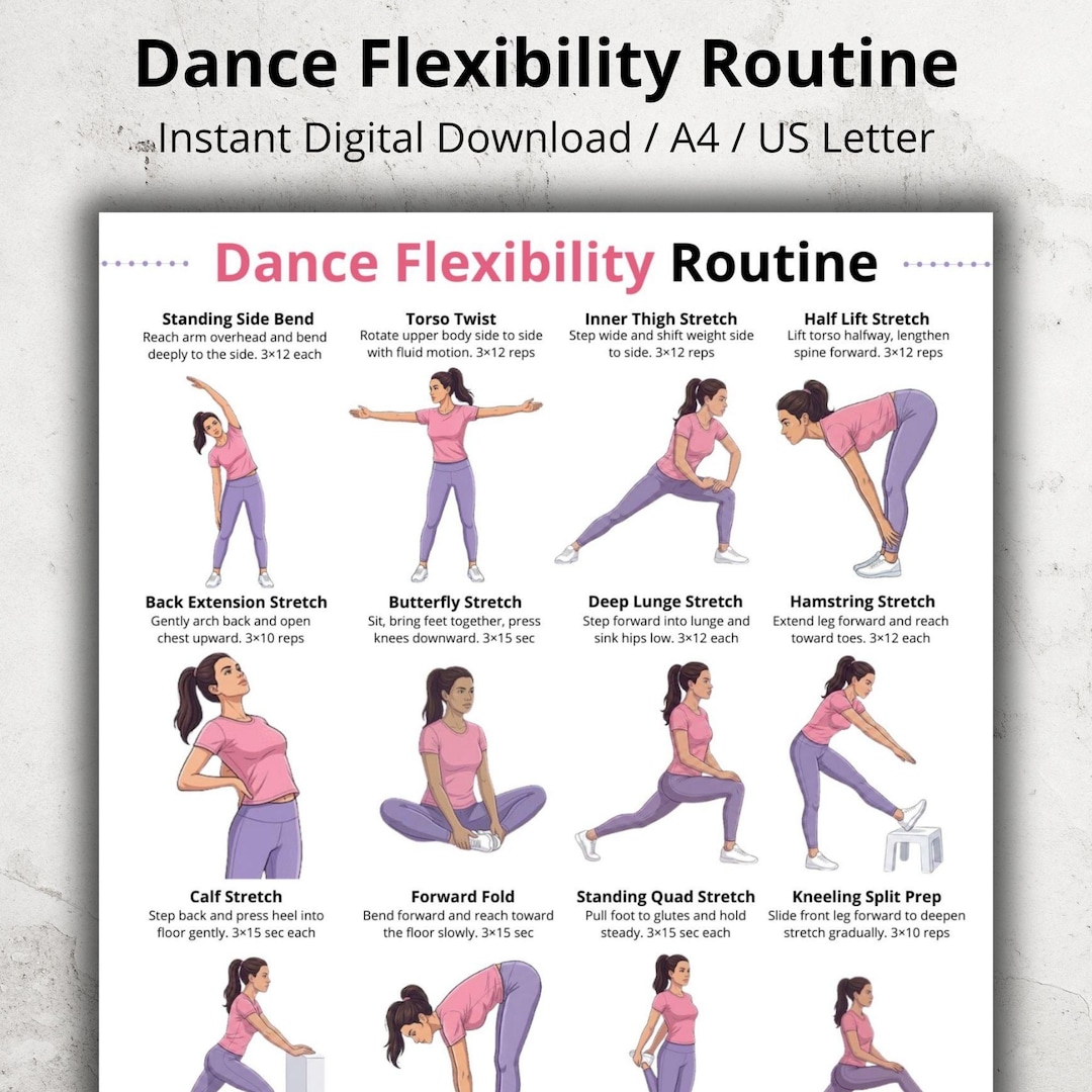 Static Stretch Routine Dance Flexibility Routine, Full Body Stretch, Printable PDF (digital ...