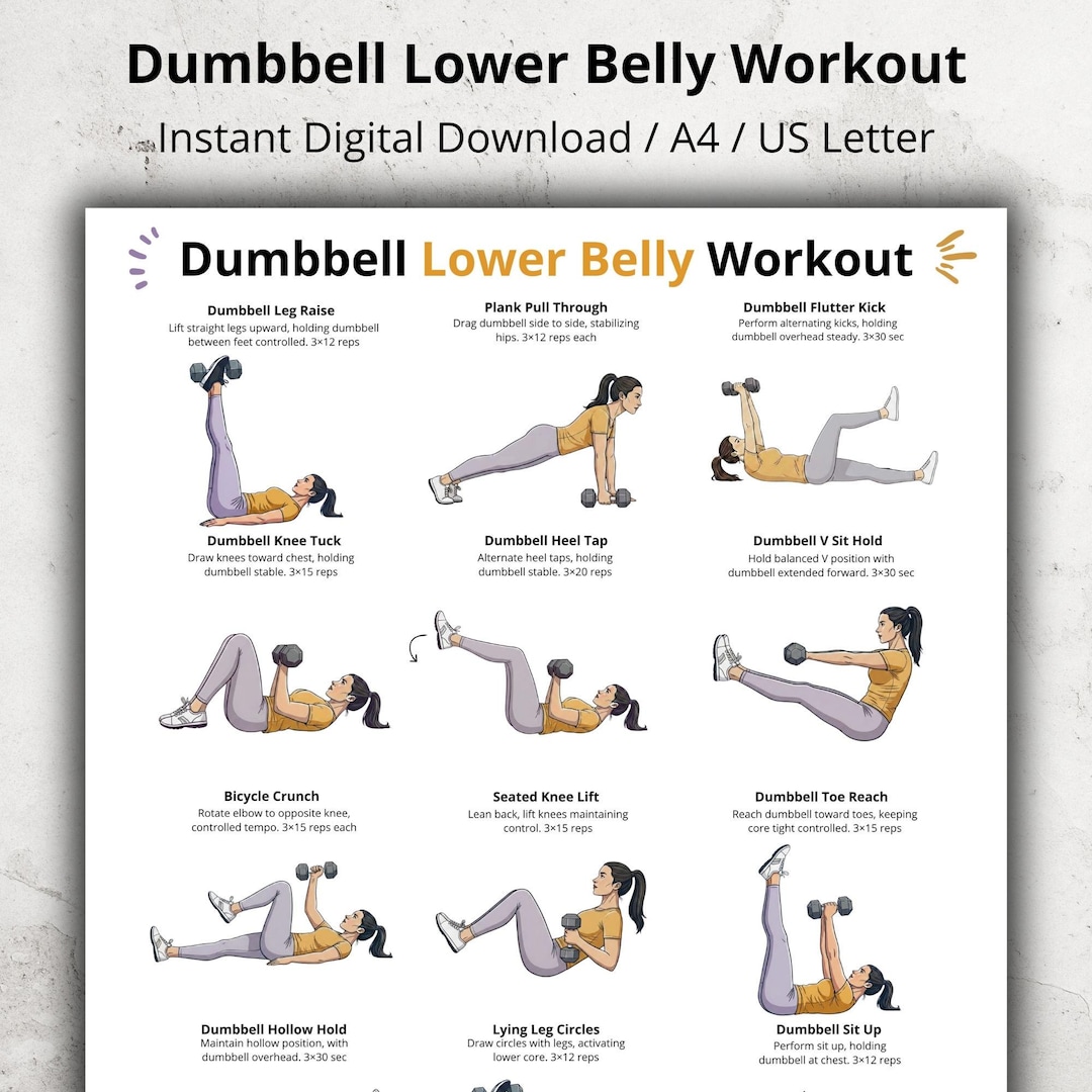 Belly Exercise .pdf Dumbbell Lower Belly Workout Poster PDF, Lower Abs Dumbbell Exercise ...