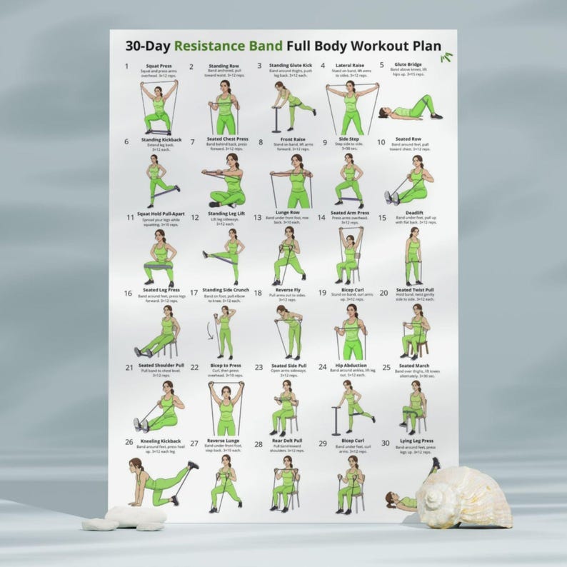 30 Day Workout Challenge Printable PDF, Full Body Exercise Plan Bundle ...