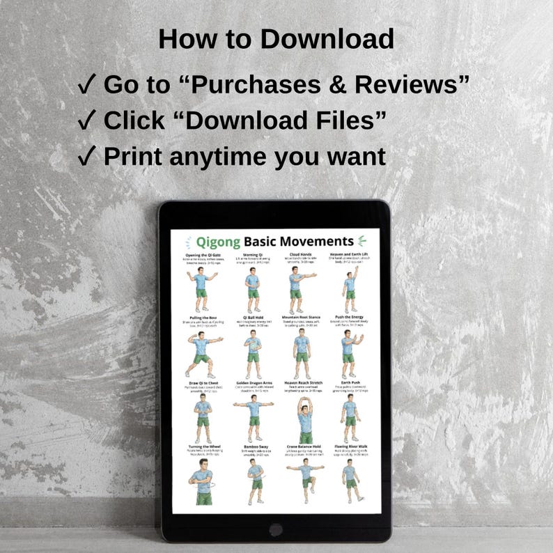 Qigong Basic Movements Printable PDF, Qigong Exercises Chart for ...