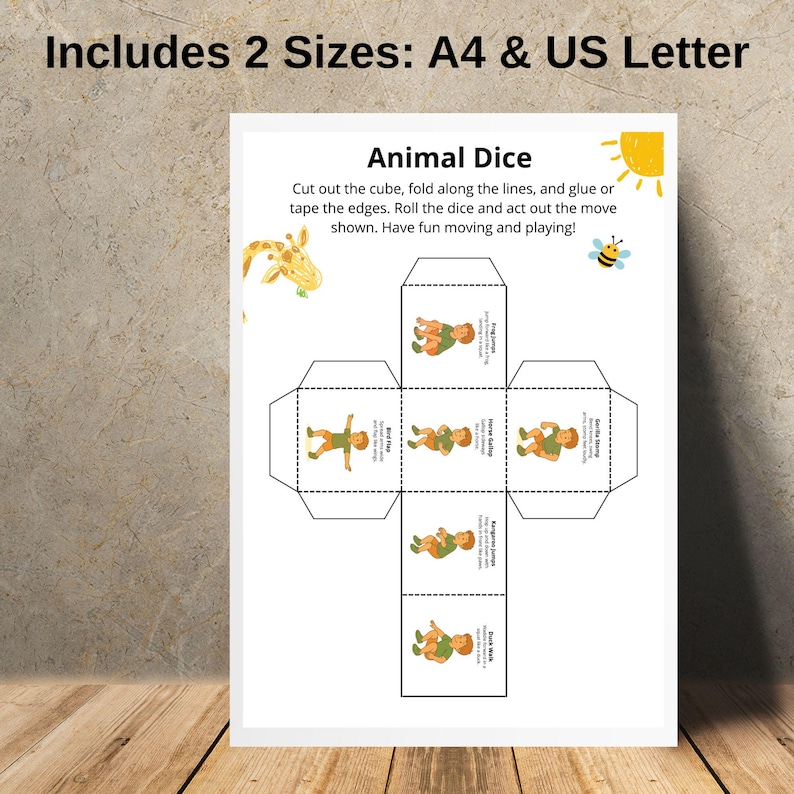 Kids Exercise Dice Set – Printable Movement Game for Kids – 3 Dice Set ...