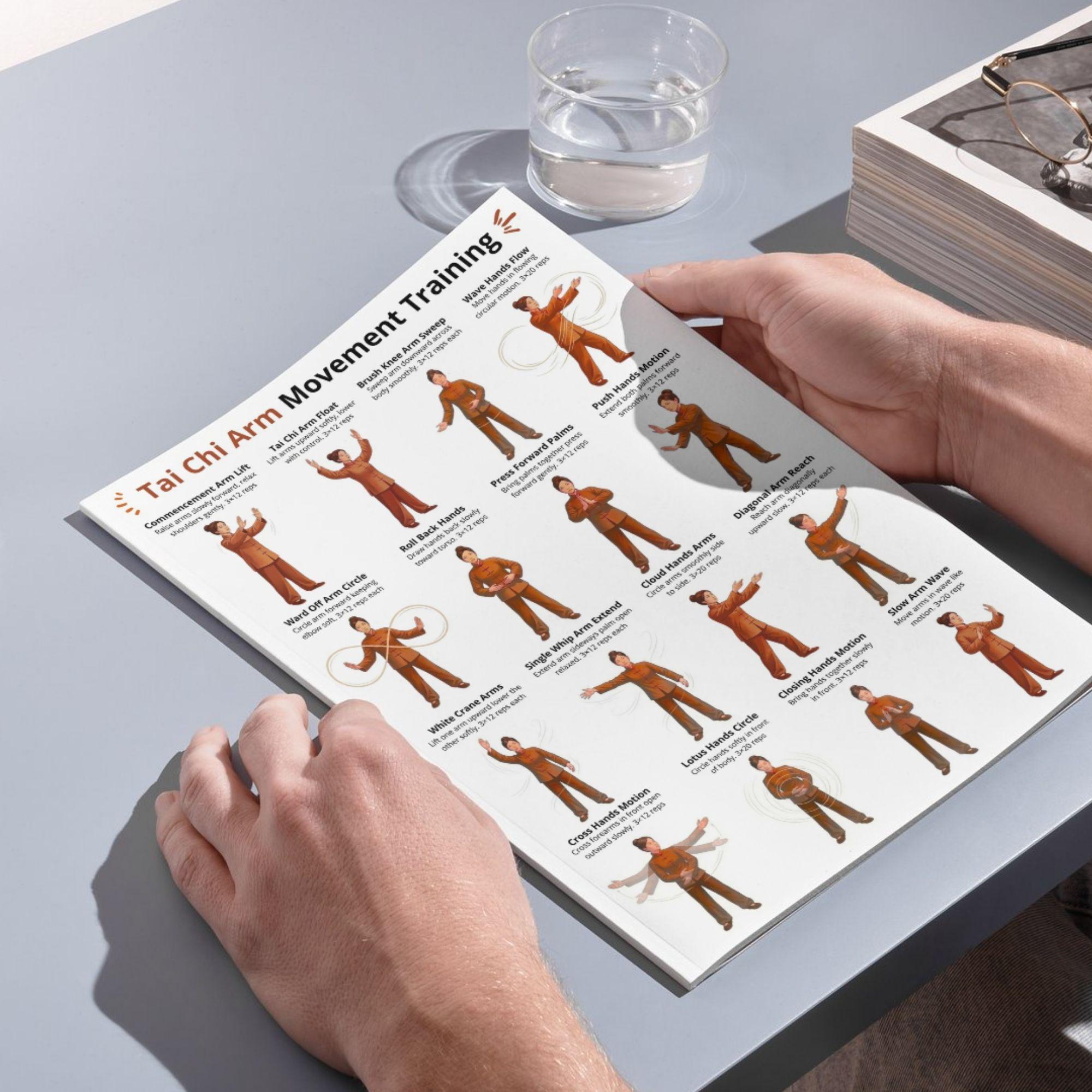 Tai Chi Arm Exercises Poster Printable PDF, Upper Body Tai Chi Workout ...
