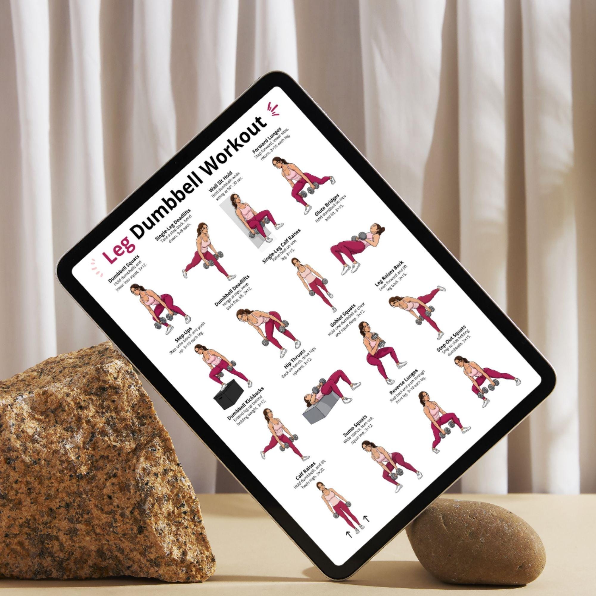 Leg Dumbbell Workout Poster, Leg Day Exercises Printable, Dumbbell Leg ...