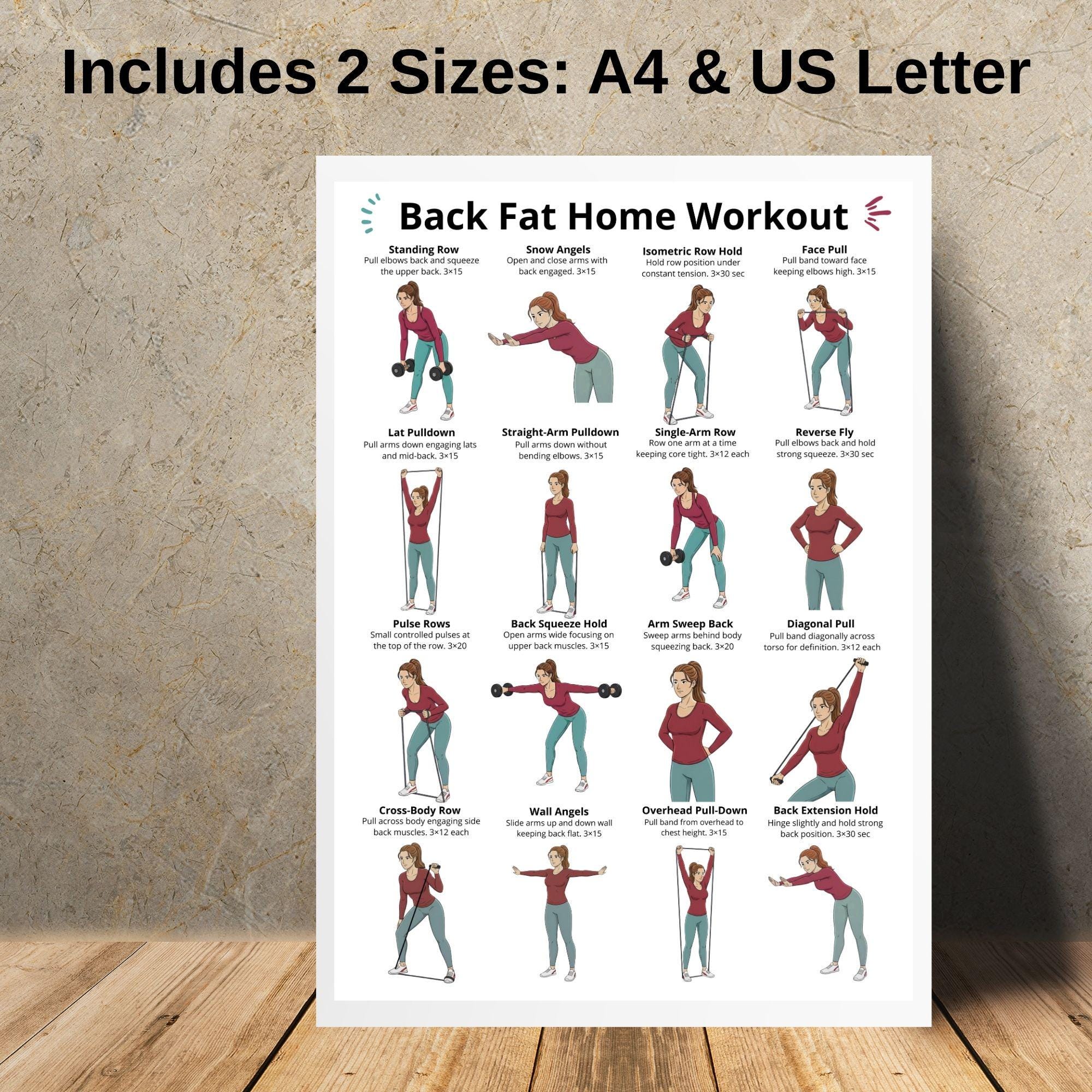 Back Home Workout, Upper Back Exercises With Bands and Dumbbells ...
