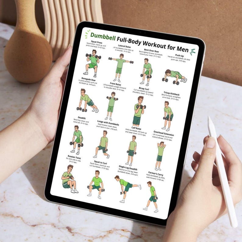 Dumbbell Full Body Workout for Men PDF, Home Gym Exercise Chart for Men ...