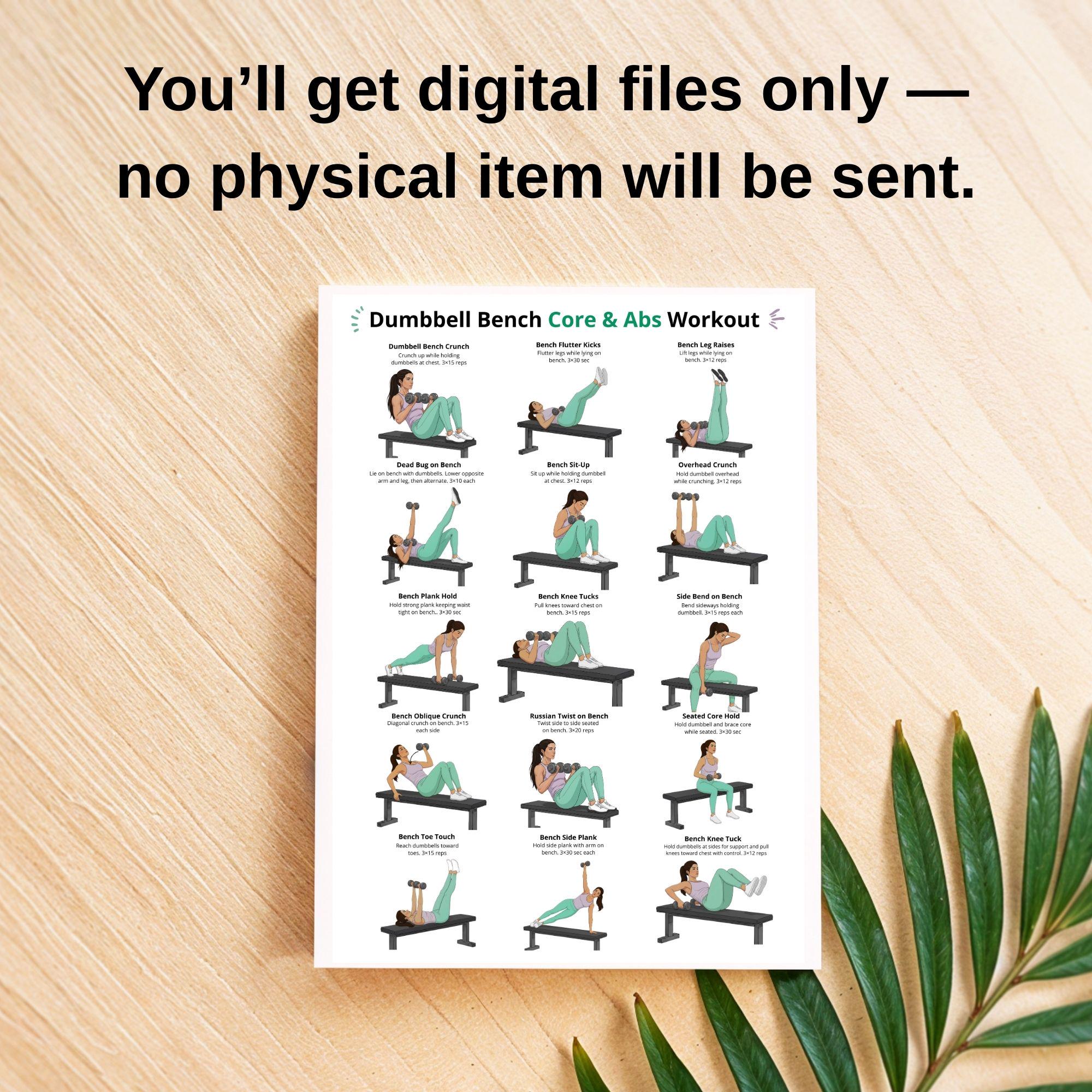 Dumbbell Bench Core and Abs Exercise Poster – Abdominal and Core ...