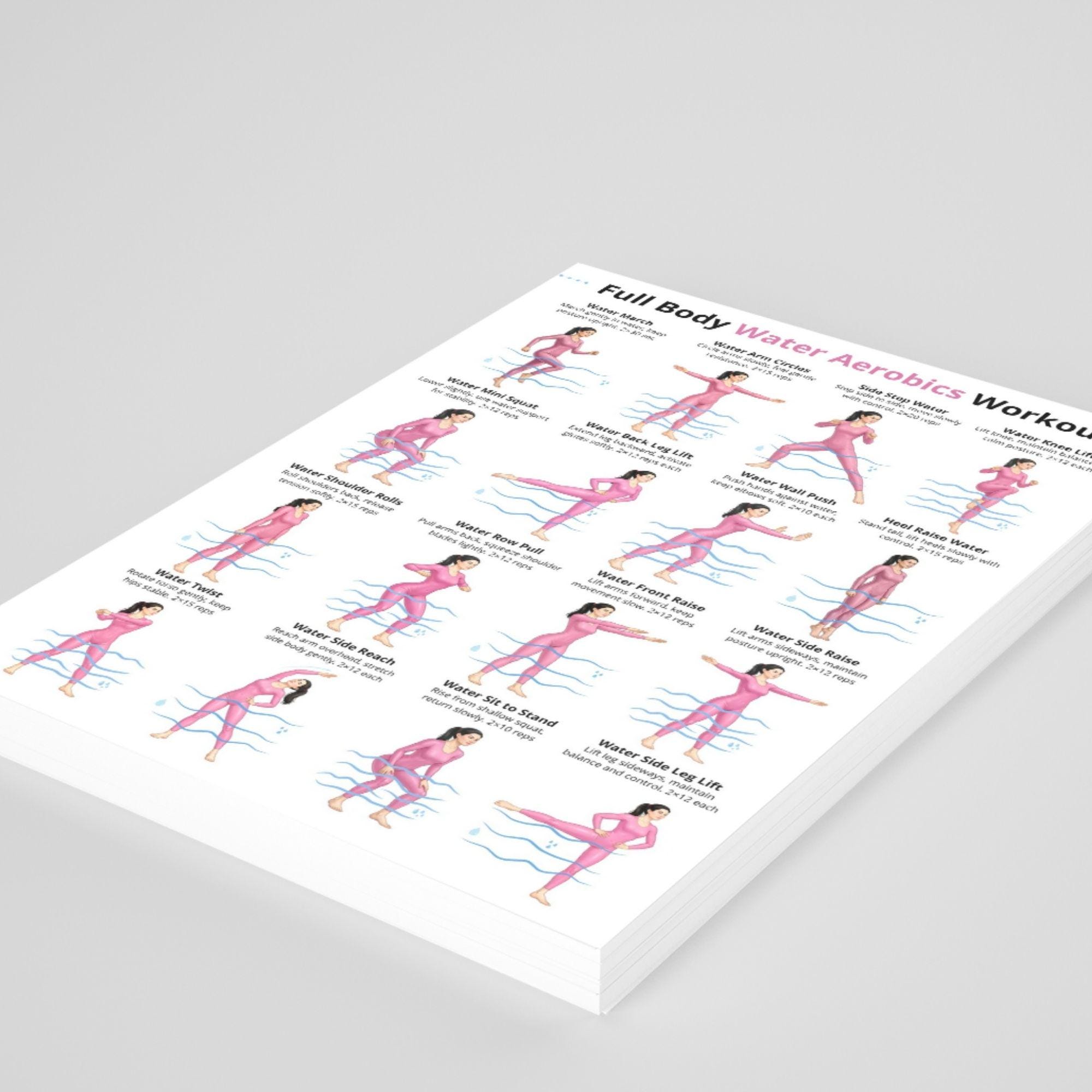 Water Yoga Routine Printable Full Body Water Aerobics Workout Printable, Pool Exercises Routine, Low ...