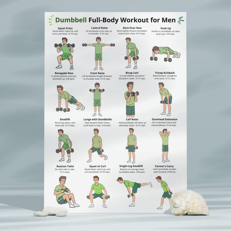 Dumbbell Full Body Workout for Men PDF, Home Gym Exercise Chart for Men ...