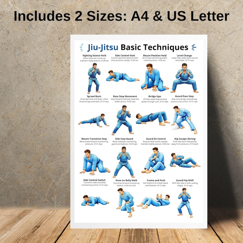Jiu Jitsu Basic Techniques Printable PDF, Jiu Jitsu Movement Exercises ...