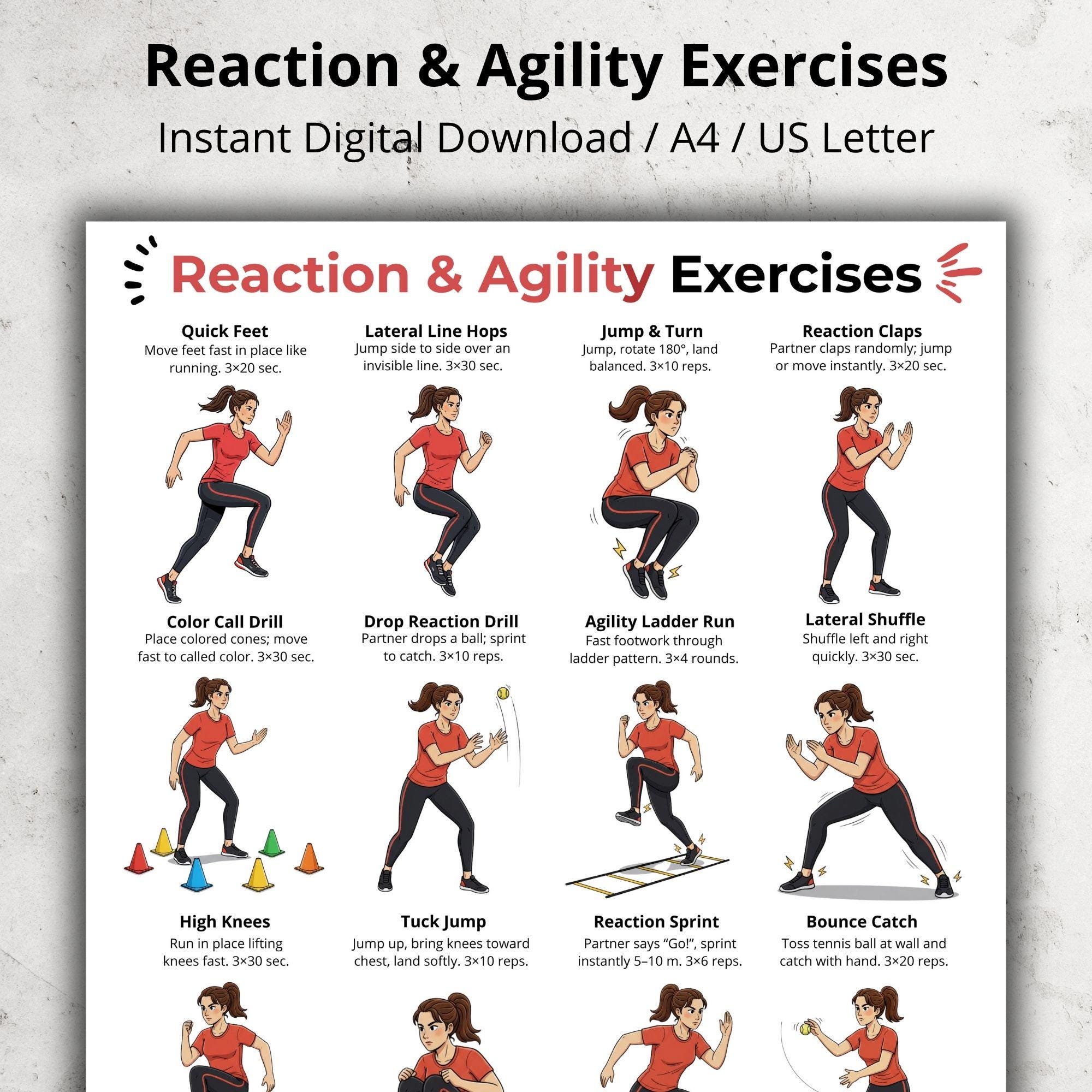 Reaction And Agility Exercises Poster Speed And Coordination Exercises Reaction And Agility Exercises Poster Speed And Coordination Exercises