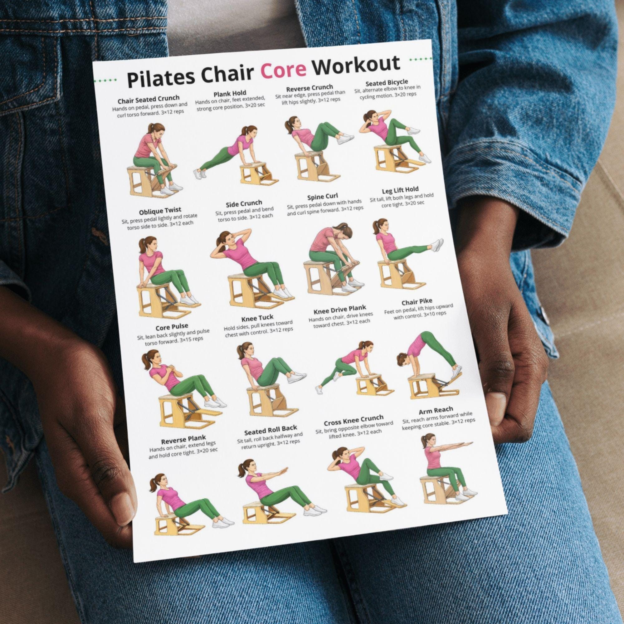 Pilates Chair Class Routine Pilates Chair Core Workout Printable, Pilates Chair Exercises Chart ...