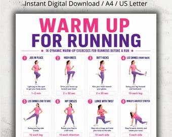 Running Warm Up Exercises Chart (Digital Download)