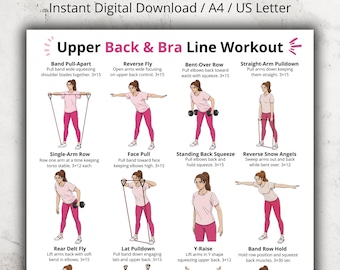 Upper Back & Bra Line Workout Poster, At-Home Exercises (PDF)