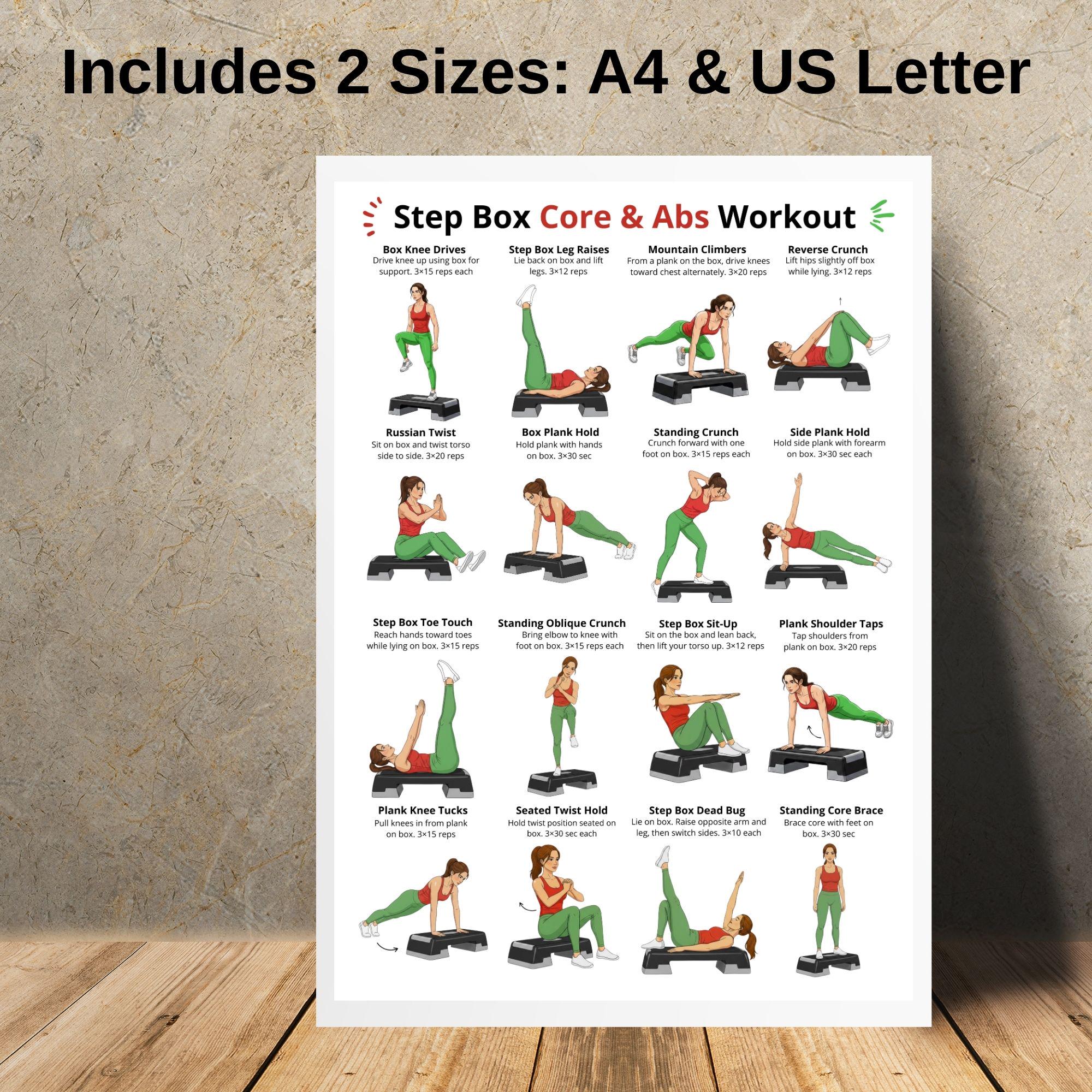Step Box Core and Abs Exercise Poster – Core & Abdominal Exercises ...