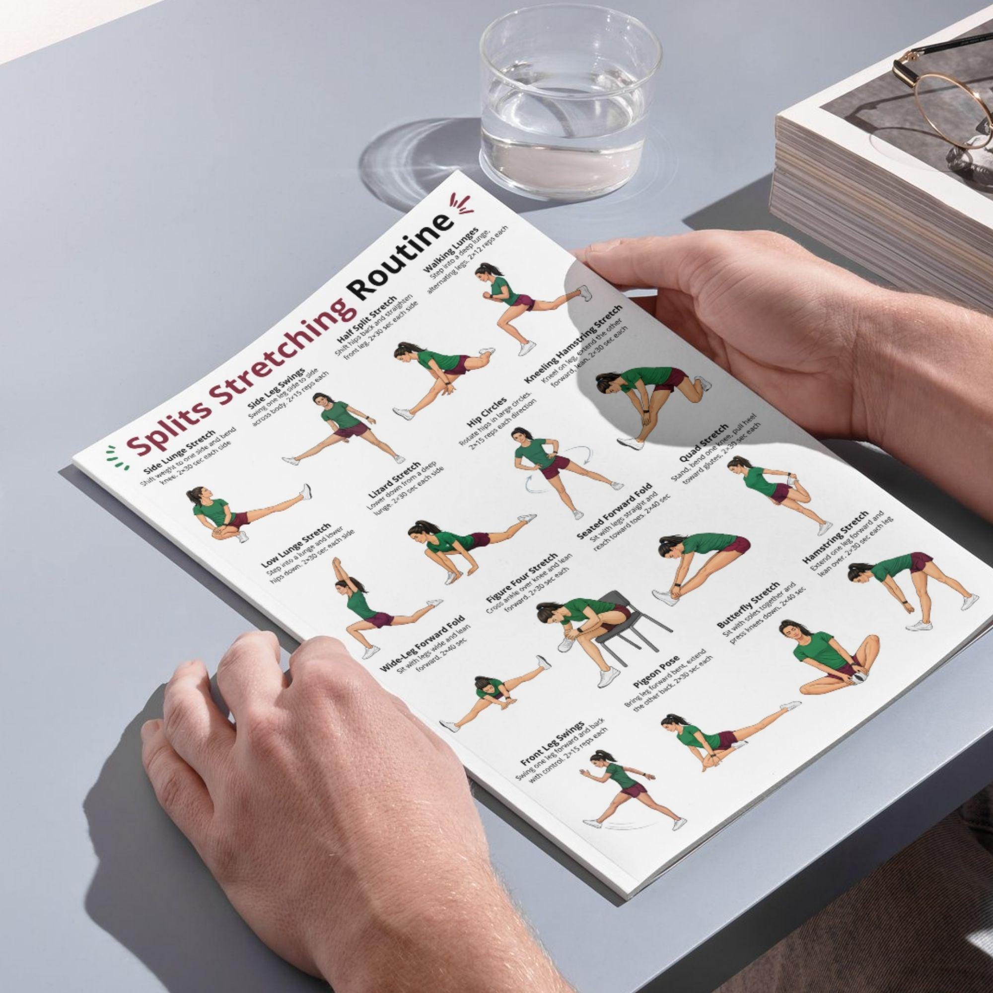 Splitz Chart Splits Stretching Poster PDF, Leg Split Stretch Exercise Chart ...