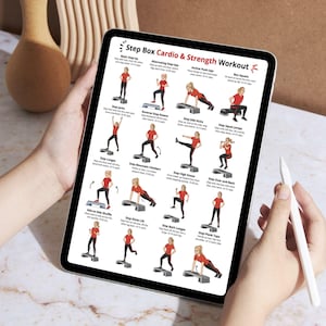 Step Box Workout Poster PDF, Aerobic Step Cardio Exercises Chart ...