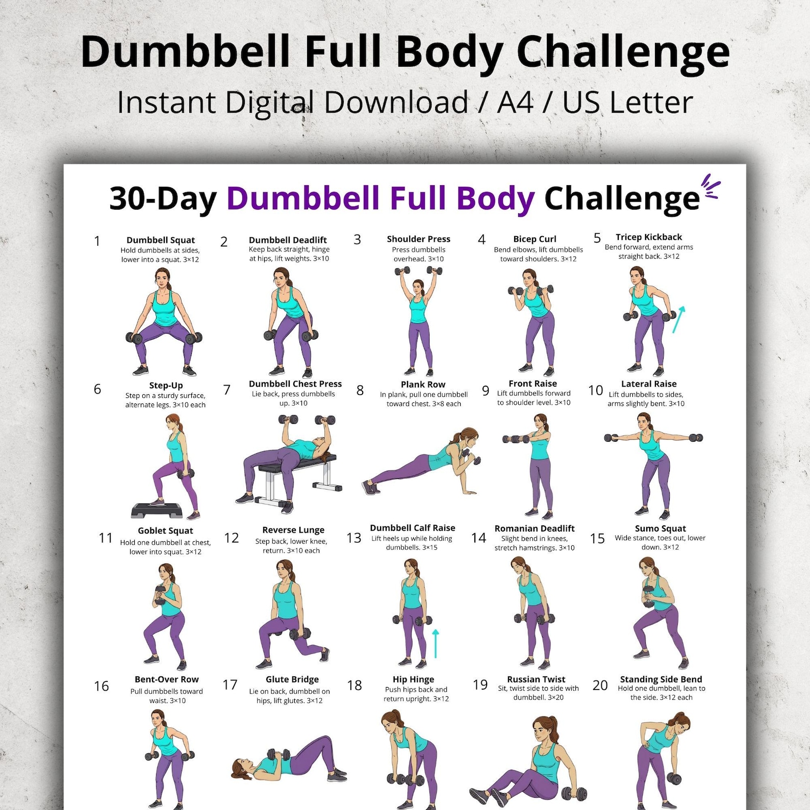 30 Day Dumbbell Workout Challenge | Full Body Dumbbell Routine for ...