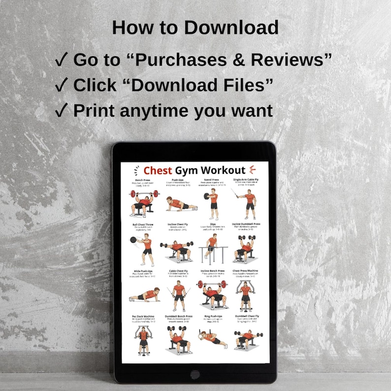 Chest Gym Workout Poster, Dumbbell & Bench Workout, Chest Exercises ...