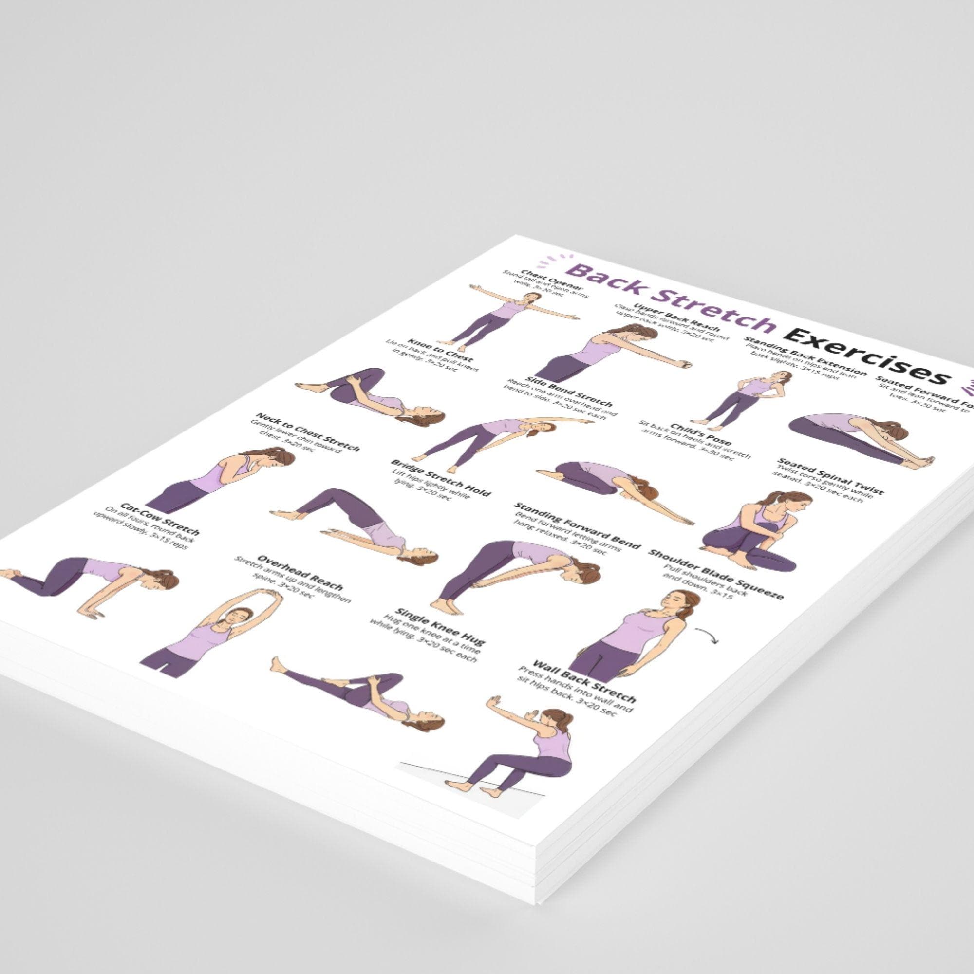 Back Stretch Exercises Chart, Upper & Lower Back Exercise Routine ...