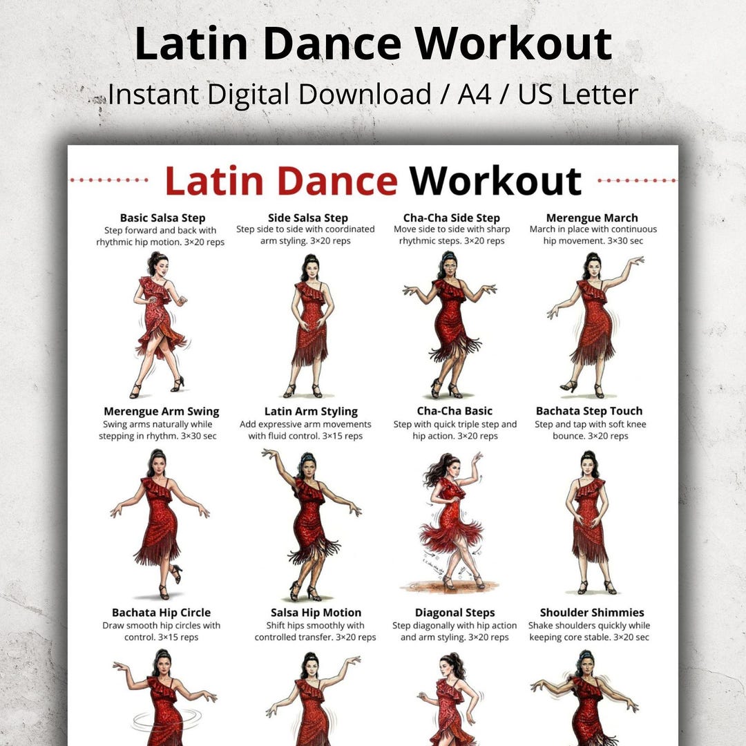 Salsa Basic Steps Printable Guide.pdf Latin Dance Workout Printable, Salsa Bachata Cha Cha Dance Exercises ...