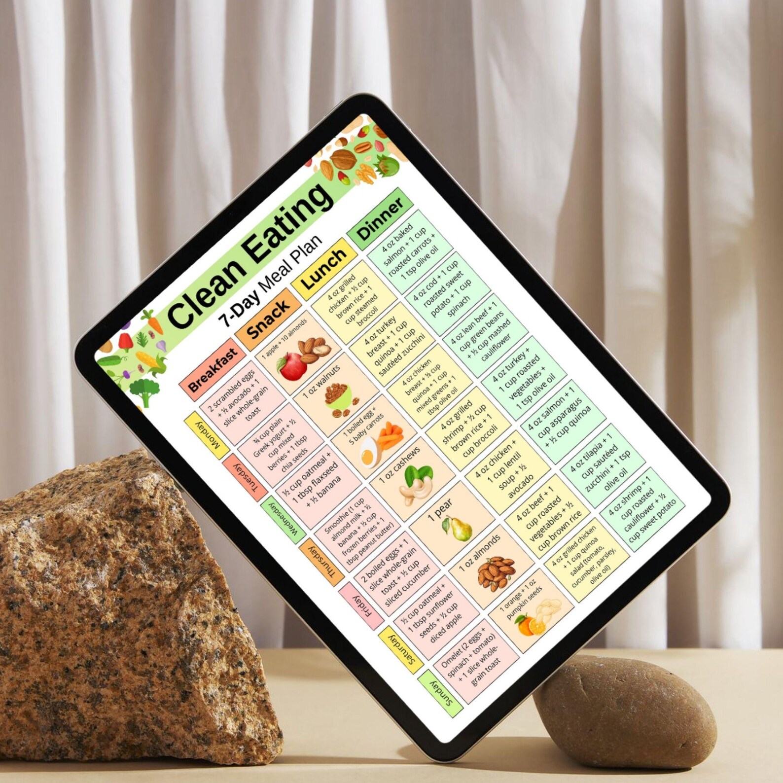 Clean Eating 7 Day Meal Plan | Real Food Weekly Menu | Simple Meal ...