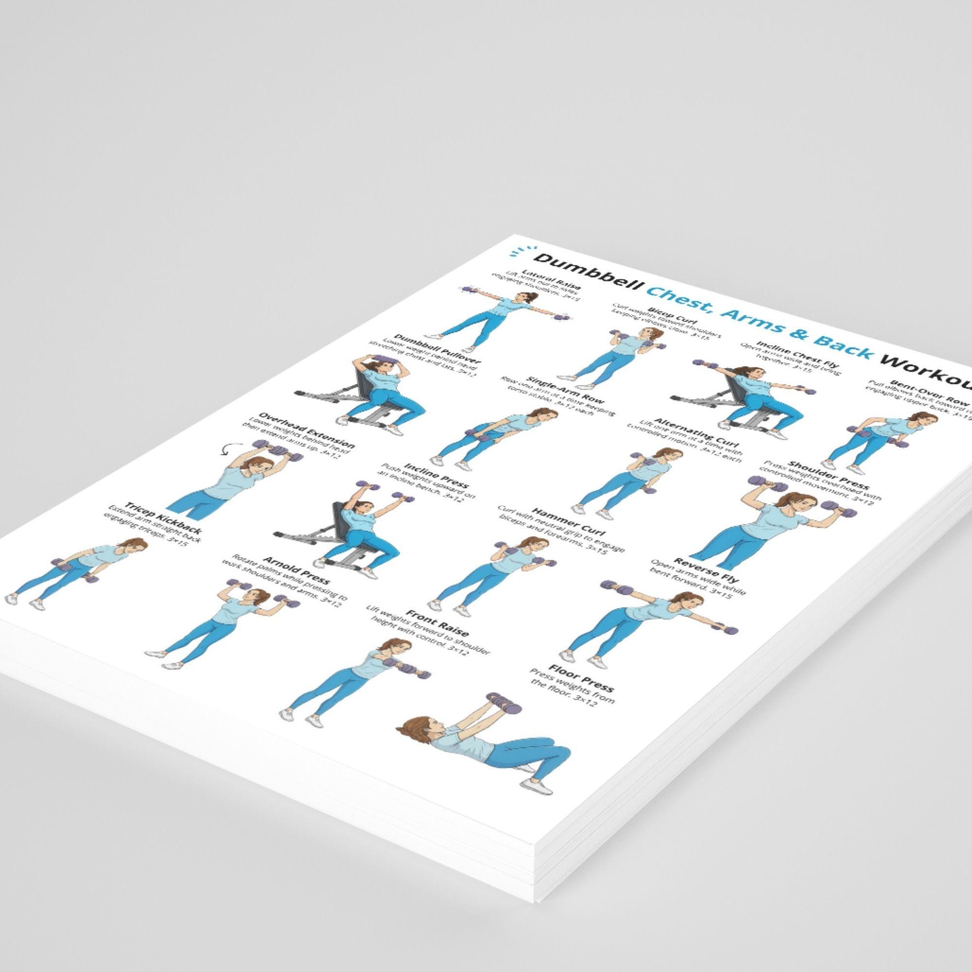 Dumbbell Chest Arms Back Workout Printable - Upper Body Dumbbell ...