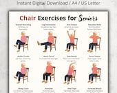 Chair Exercises for Seniors, Seated Exercise Chart PDF, Seated Workout Chart, Gentle Senior Fitness, Low Impact Routine, Instant Download