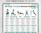 30 Day Full Body Workout Challenge – At Home Exercise Chart, No Equipment Fitness Chart PDF, Daily Workout Routine, 30 Day Fitness Challenge
