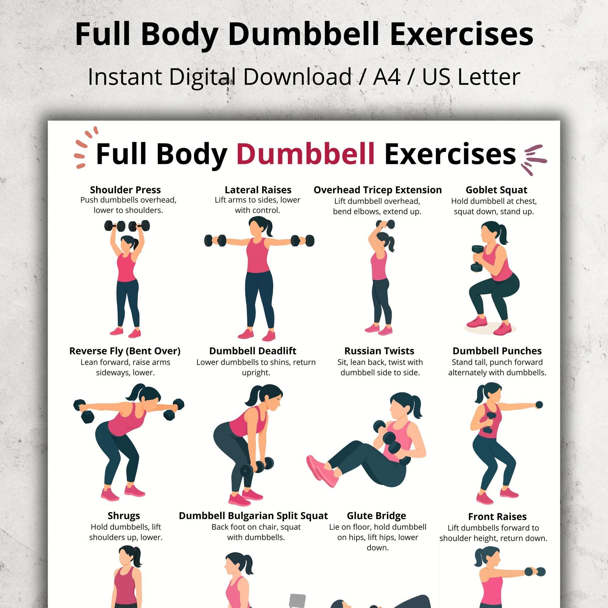 Full Body Dumbbell Workout Chart Home Dumbbell Exercises Printable Full Body Dumbbell Workout Chart Home Dumbbell Exercises Printable