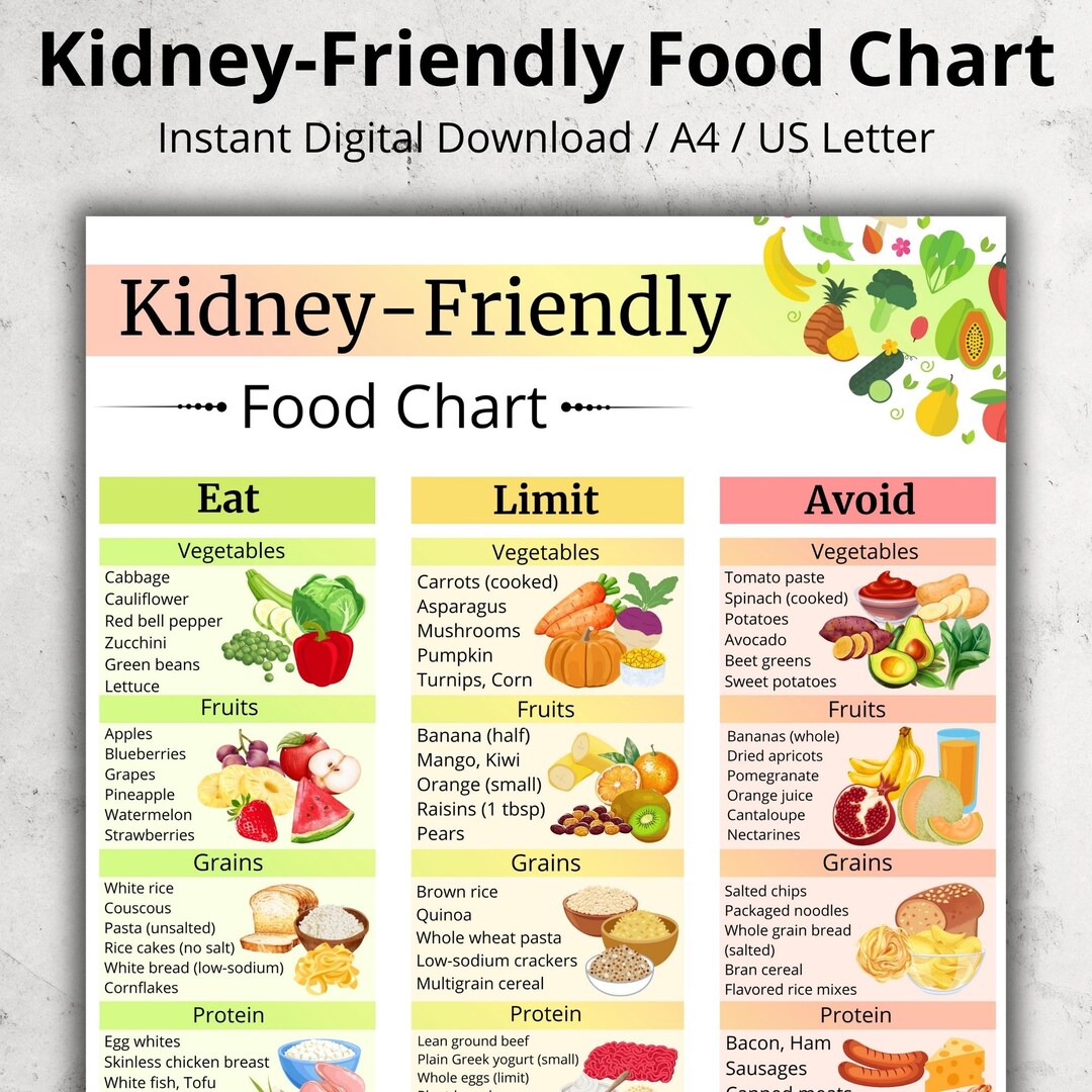 Kidney Friendly Food List PDF, Renal Diet Food Chart, Kidney Diet ...