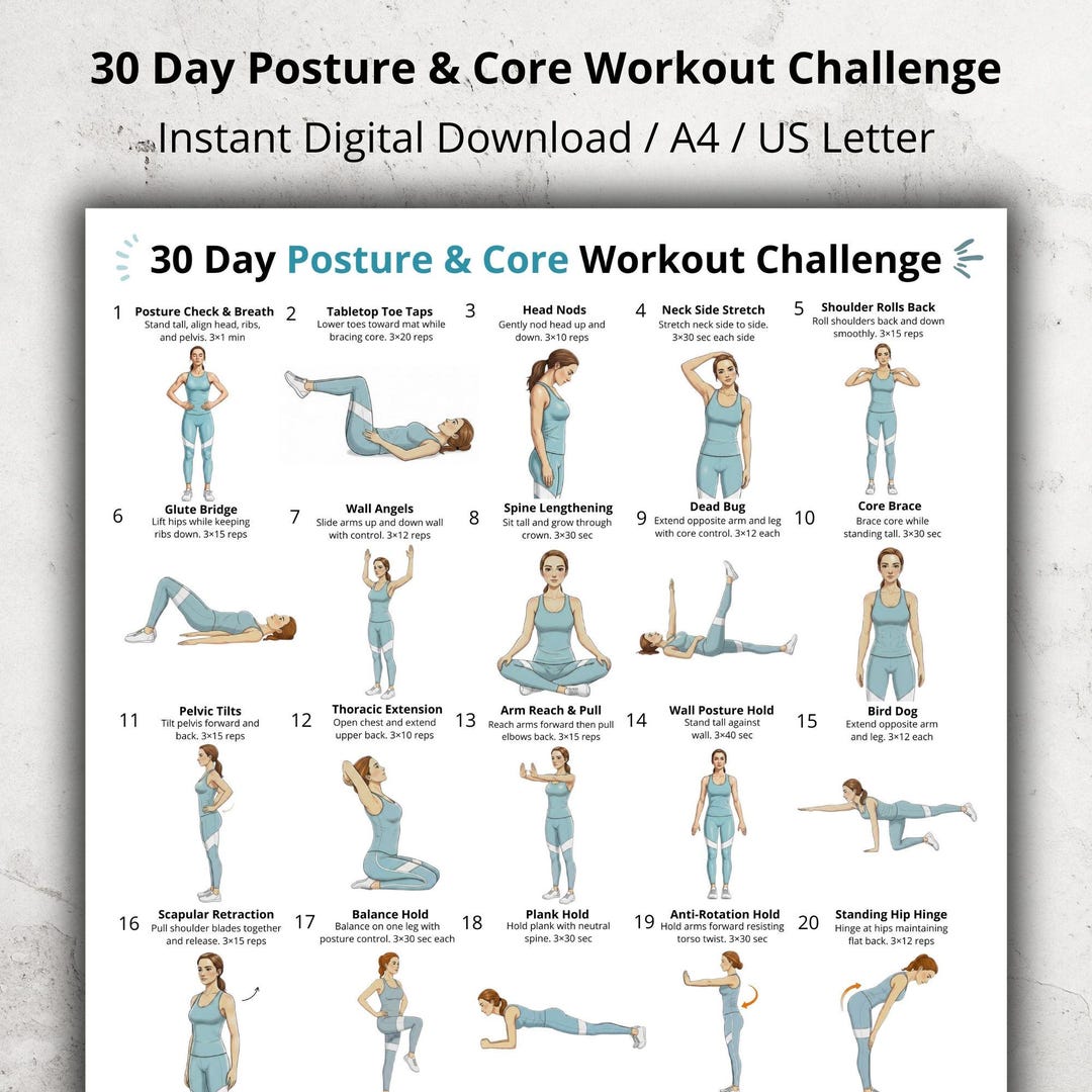 30 Day Posture and Core Workout Challenge – Standing Core Exercises ...