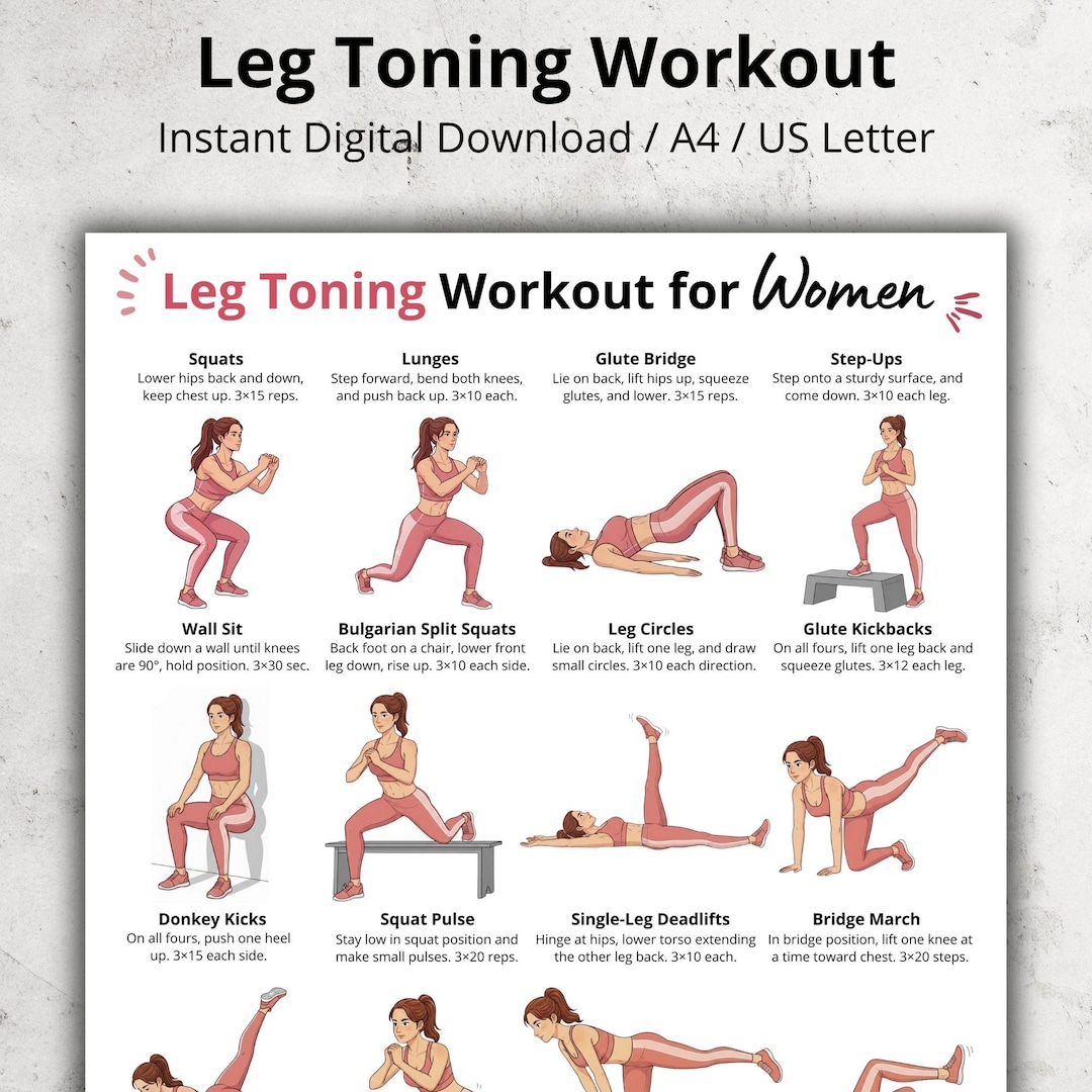 Leg Workout for Women | Lower Body Exercise Chart | Glute and Thigh ...