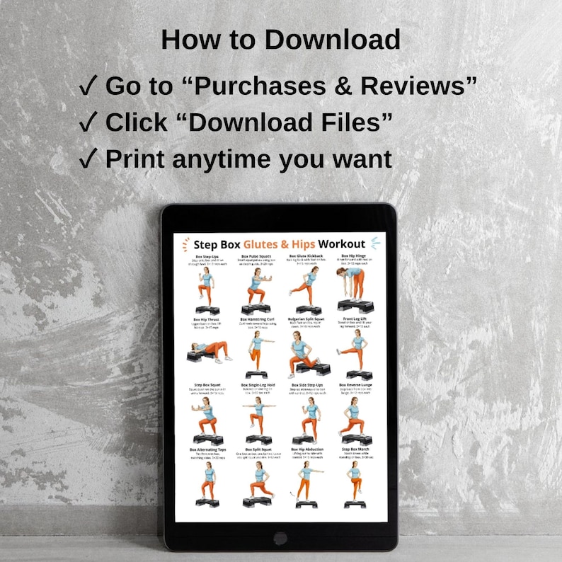 Step Box Glutes and Hips Exercise Poster – Glute, Hip and Leg Exercises ...