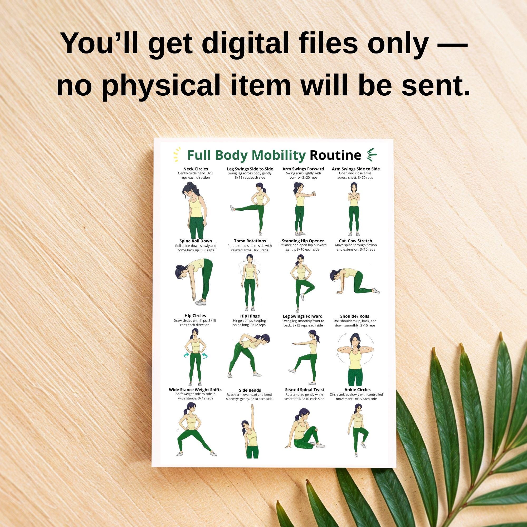 Full Body Mobility Routine Printable Poster Exercises at Home, Joint ...