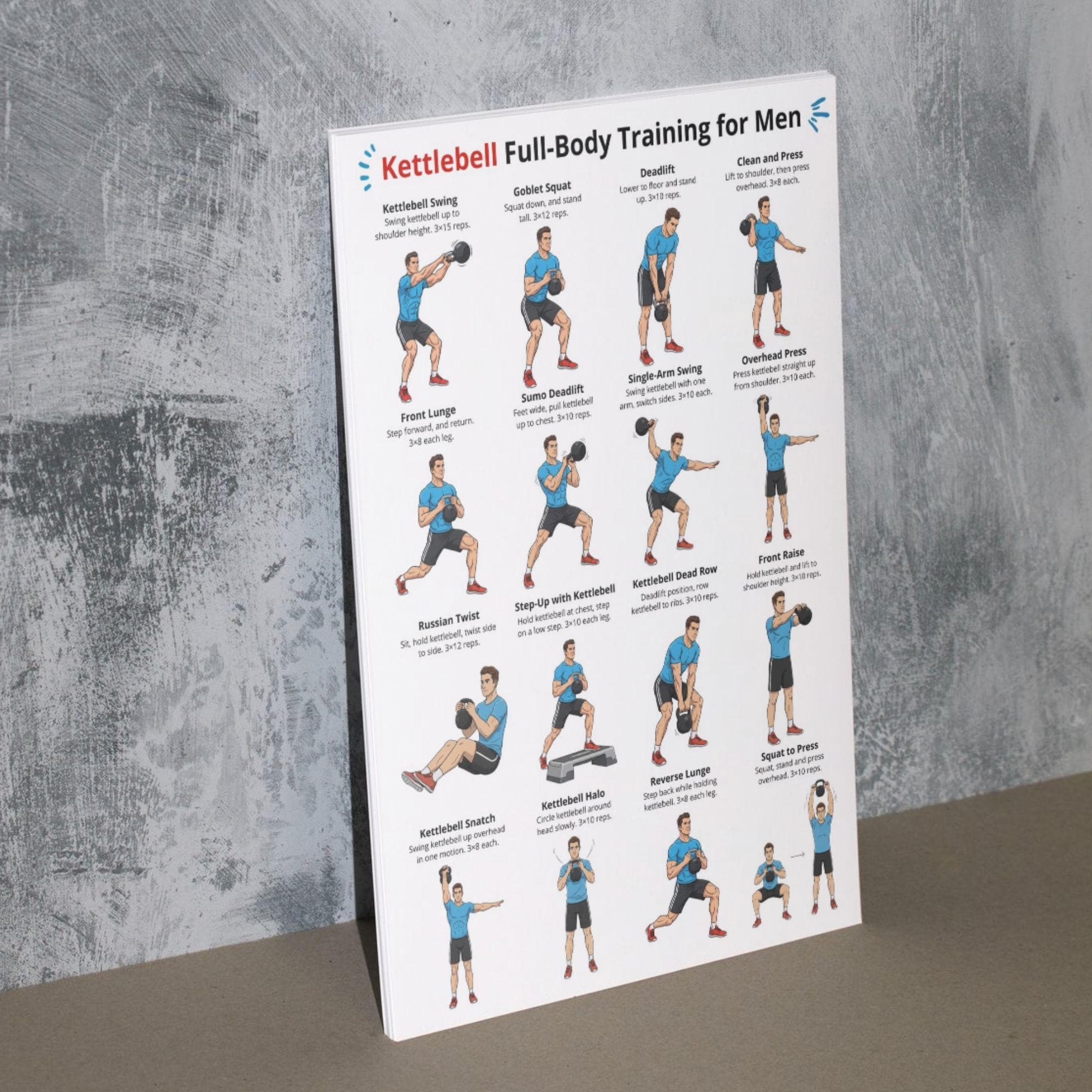 Kettlebell Full Body Workout for Men PDF, Home Gym Exercise Chart for