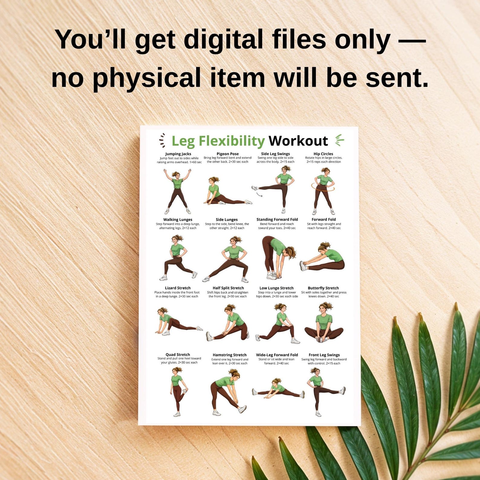 Legs Stretching Routine Leg Exercises Poster Printable, Leg Stretch Exercises Chart, Lower Body ...