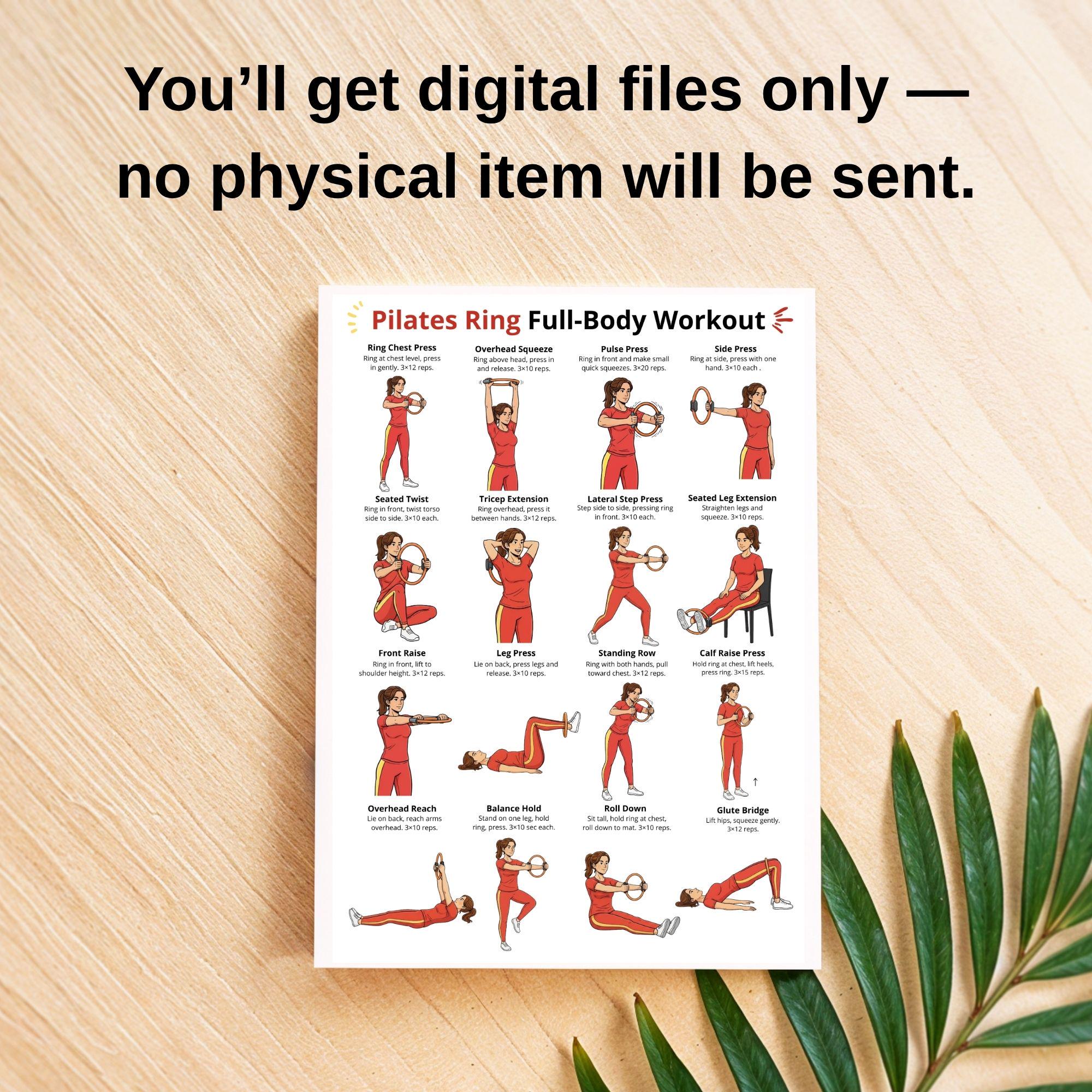 Pilates Ring Full Body Workout Printable Poster, Magic Circle Exercises ...