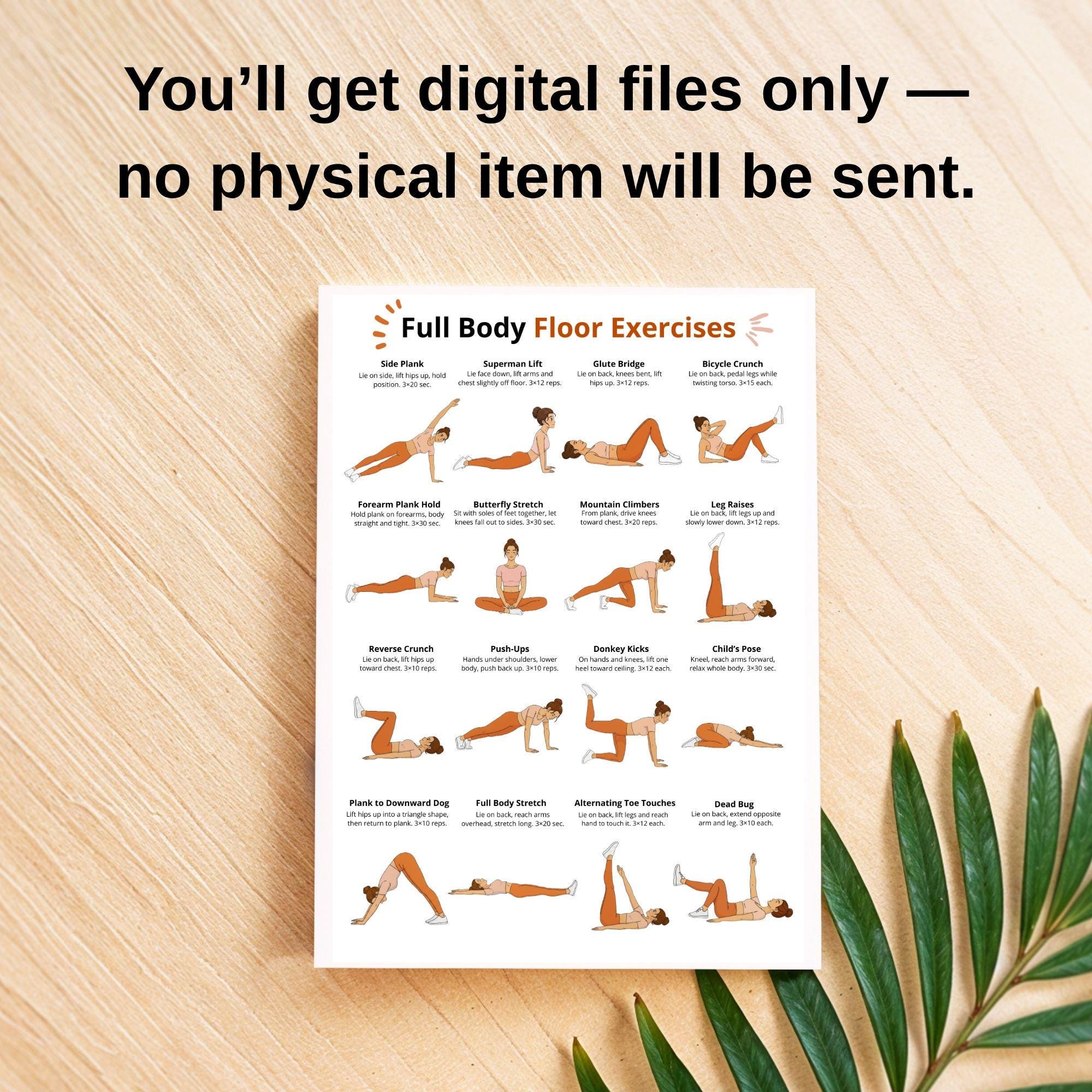 Full Body Floor Exercises Printable | Bodyweight Workout Chart | Home ...