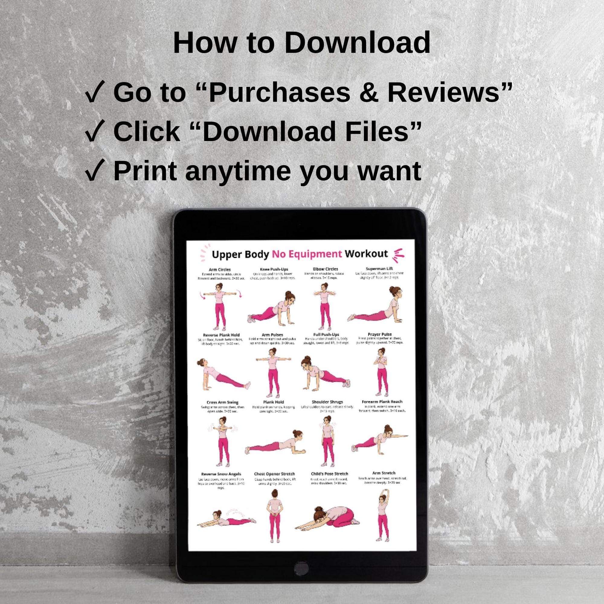 Upper Body No Equipment Workout | Bodyweight Exercises Chart for Arms ...