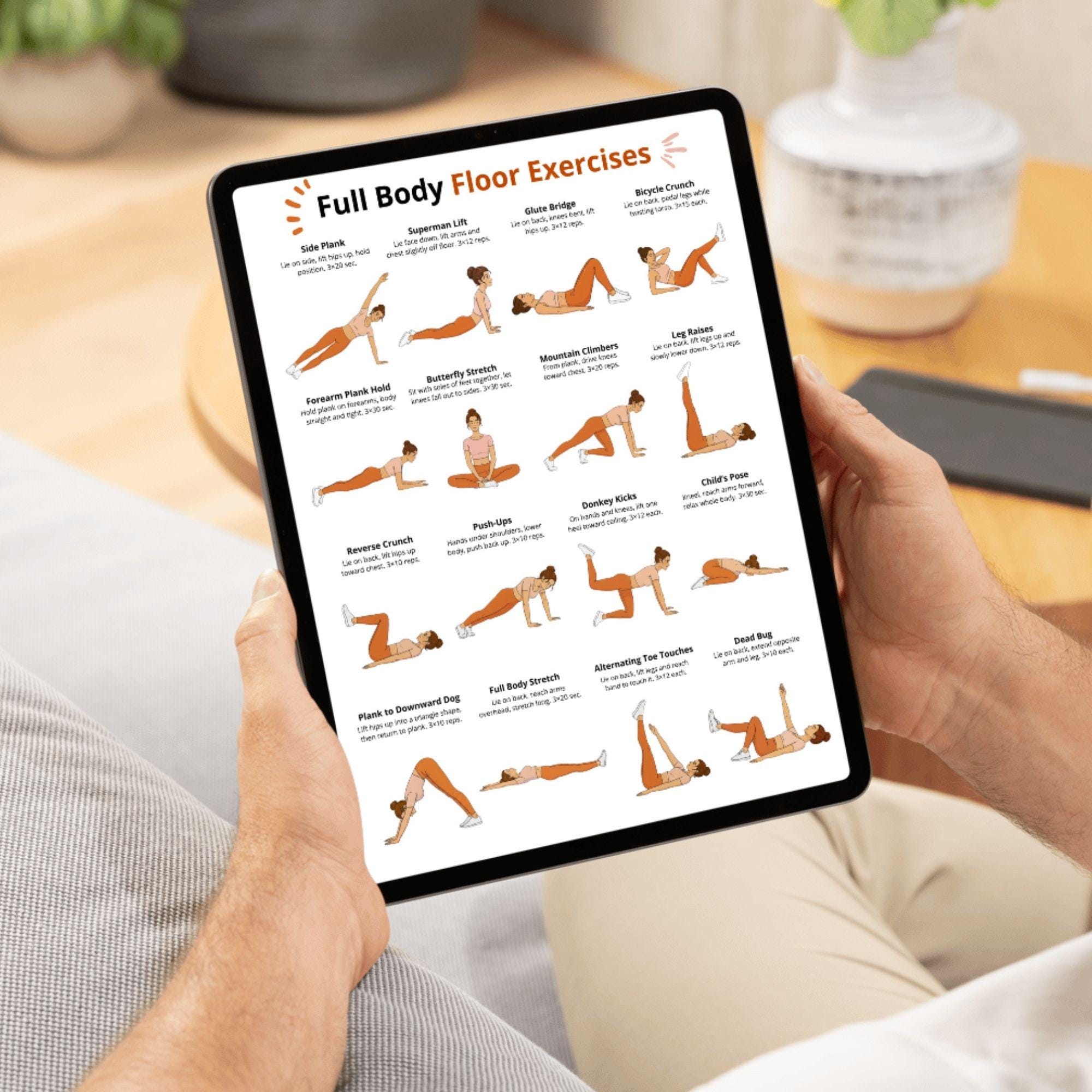 Full Body Floor Exercises Printable | Bodyweight Workout Chart | Home ...