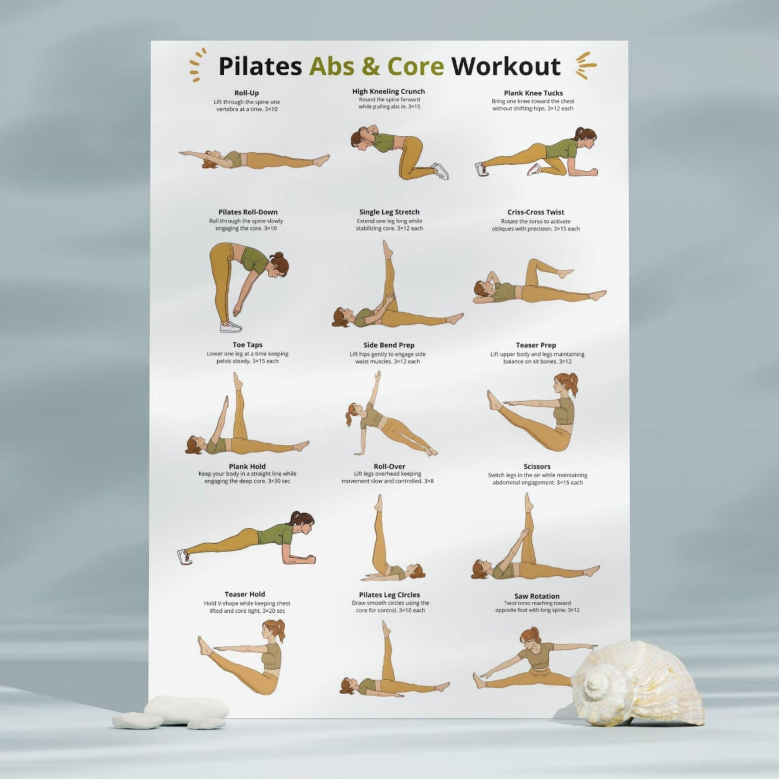 pilates-abs-core-workout-poster-pilates-core-exercise-chart