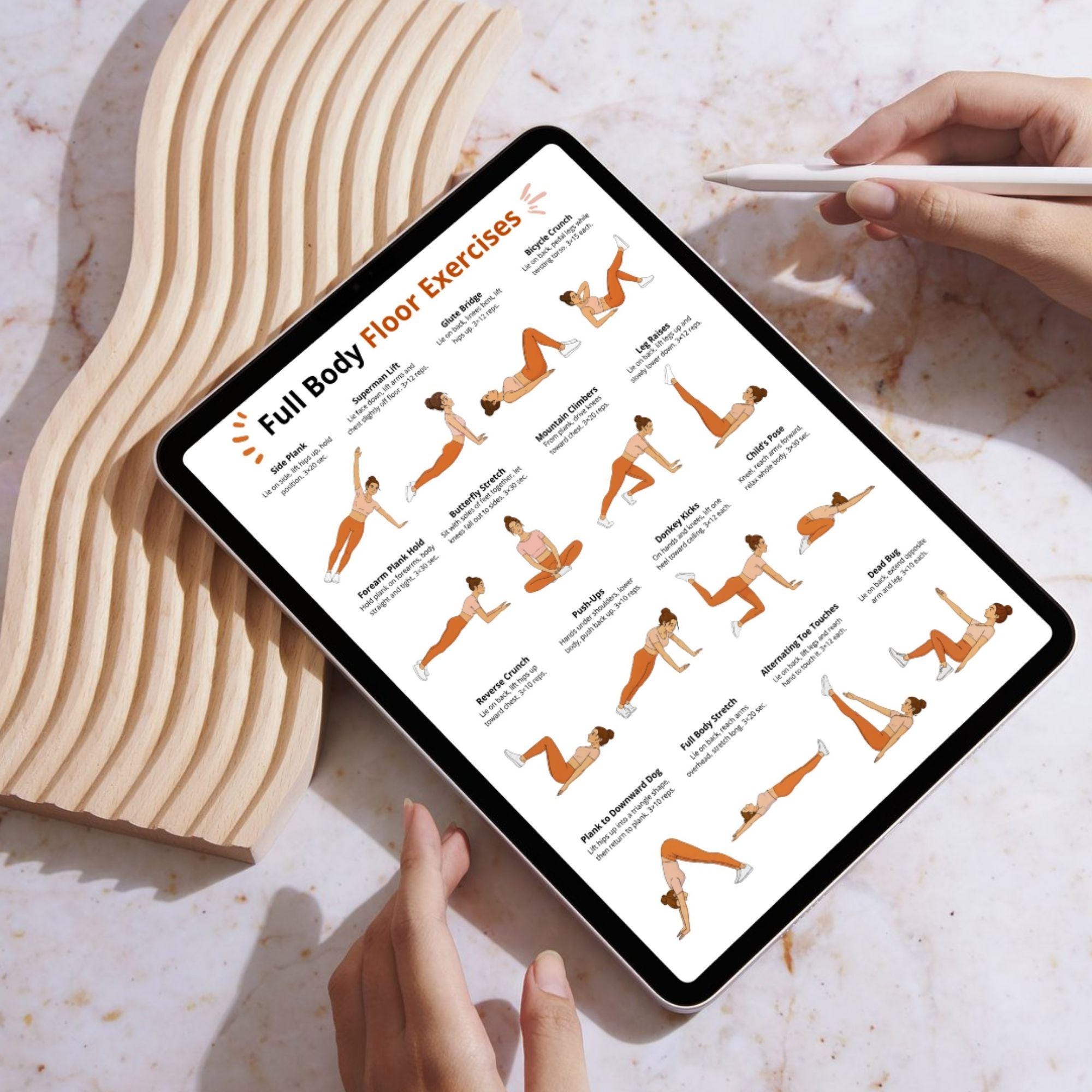 Full Body Floor Exercises Printable | Bodyweight Workout Chart | Home ...