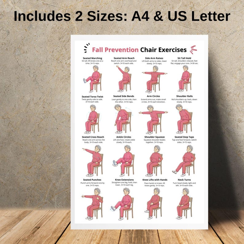 Chair Balance Exercises Printable | Seated Workout Chart for Seniors ...