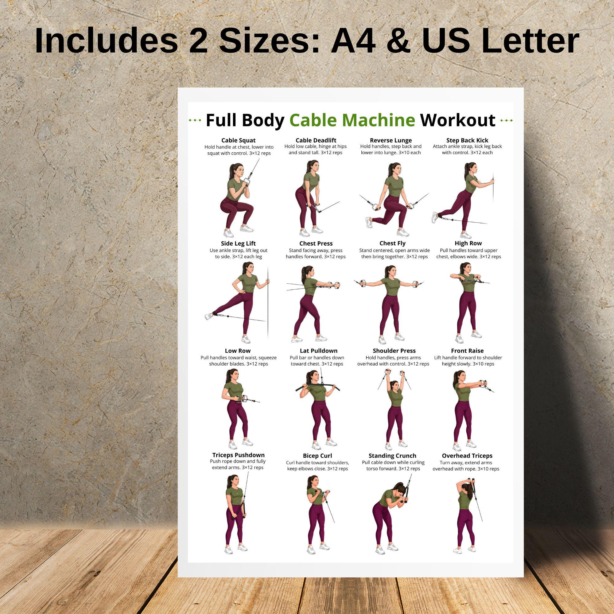 Full Body Cable Machine Workout Printable, Cable Machine Exercises ...