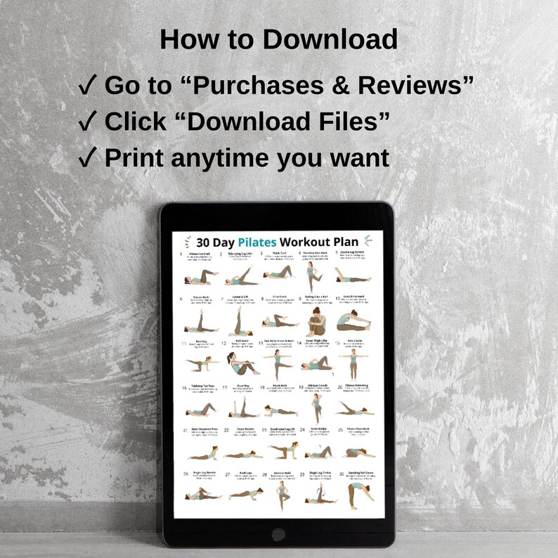 30 Day Pilates Workout Plan Printable, Daily Pilates Exercises at Home ...