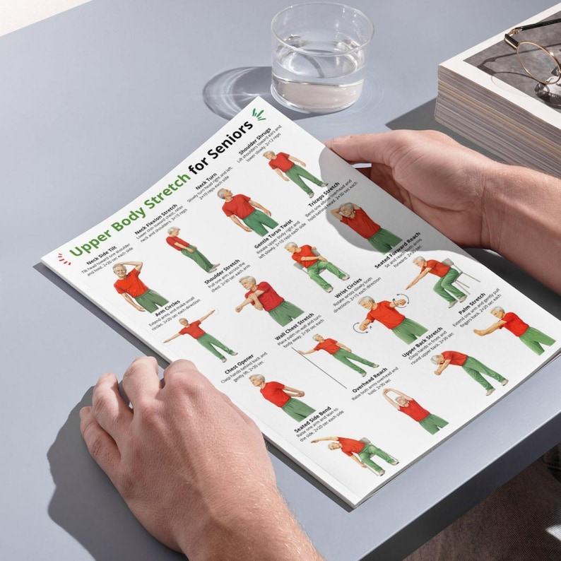 Upper Body Stretch for Seniors Printable PDF, Stretching Exercises for