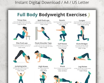 Full Body Bodyweight Exercises Chart – Bodyweight Home Workout