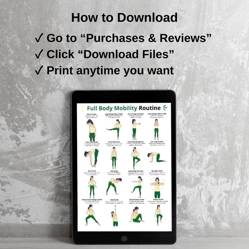 Full Body Mobility Routine Printable Poster Exercises at Home, Joint ...