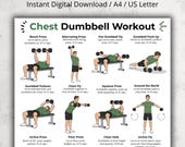 Chest Dumbbell Workout Poster, Upper Body Exercise Chart for Home Gym, Printable Dumbbell Workout, Gym Wall Art for Men and Women
