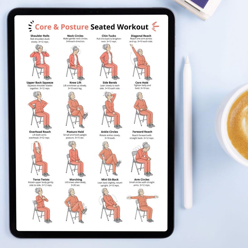 Core & Posture Seated Workout for Seniors, Chair Core Exercises ...